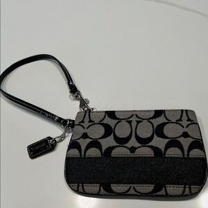 Coach Signature Logo Black and Gray Wristlet